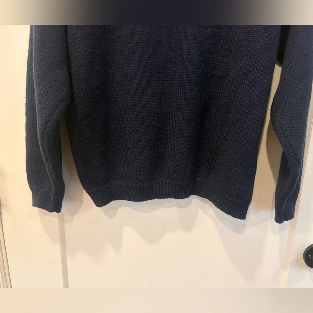 Vintage Ski Cabin Knit Sweater in Navy, Light Blue & Red - Picture 13 of 15